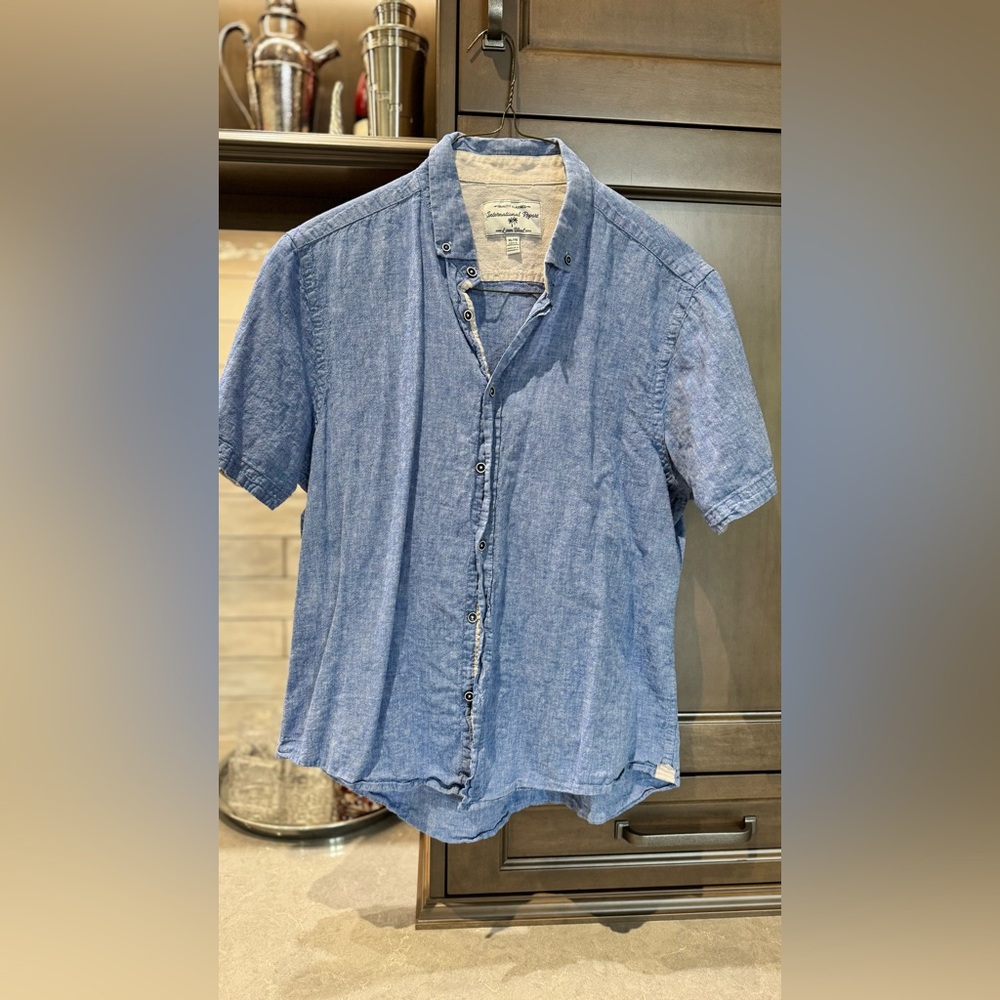 Casual Blue Button-Down Shirt for Men